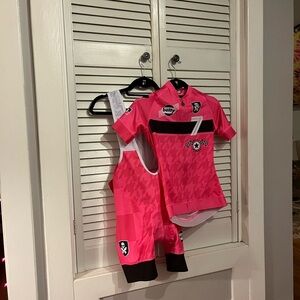 Women's Pink Cycling Jersey and Bib Set